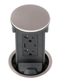 Lew Electric PUR20ACD-NS Round Kitchen Pop Up Outlet, USB-A/C Charging, Nickel Finish