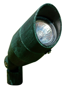 Dabmar Lighting LV190-L3-65K-PG Cast Aluminum Spot Light 2-Pin LED with Hood, Voltage 12V, Wattage 3W, Color Temperature 6500K. Patina Green Finish