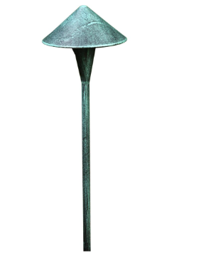 Dabmar Lighting LV72-PG Cast Aluminum Cone Top Path Light G4, Voltage 12V, Patina Green Finish