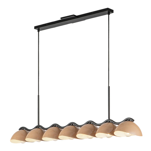 Kuzco Lighting LP57642-BK/PEC Atlas 7 Light 42.38 inch Black and Peach Linear Pendant Ceiling Light