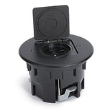 Lew Electric RB-OBK Single, 20A receptacle round plastic floor box with flip lid, Black