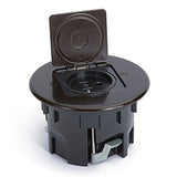 Lew Electric RB-ODB Single, 20A receptacle round plastic floor box with flip lid, Dark Bronze