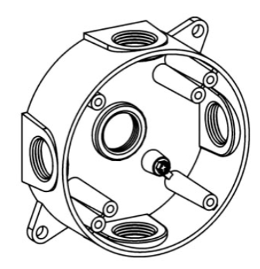 Orbit RB75-5 4” Weatherproof Round Box 1-1/2” Deep, 5 Outlet Holes, 3/4” Size Device Mount, Gray Finish
