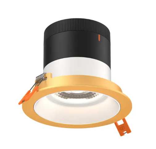 Dals Lighting RC03-CC-20-RGWH-TGD Versa 3" LED Recessed Downlight - 8 | 10 | 12W - CCT Selectable - 1,000 Lumens - 20° Beam Angle - 120-347V - White Reflector / Gold Trim