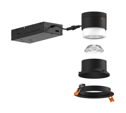 Dals Lighting RC03-CC-60-WWBK 3 Inch Modular Downlight, 5CCT, 60 degree Beam Angle, Wall Wash Reflector, Black
