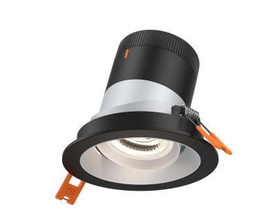 Dals Lighting RC03-CC-35-GMBAZ-TBK 3 Inch Modular Downlight, 5CCT, 35 degree Beam Angle, Gimbal Black Reflector Alzak Finish, Black Trim