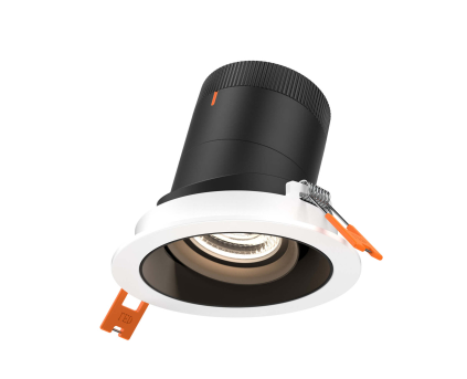 Dals Lighting RC03-CC-35-GMBBK-TWH 3 Inch Modular Downlight, 5CCT, 35 degree Beam Angle, Gimbal Black Reflector Black Finish, White Trim