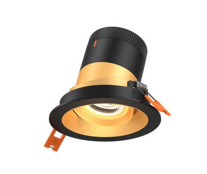 Dals Lighting RC03-CC-35-GMBGD-TBK 3 Inch Modular Downlight, 5CCT, 35 degree Beam Angle, Gimbal Black Reflector Gold Finish, Black Trim