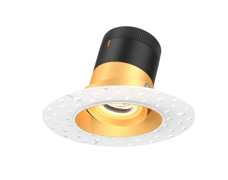 Dals Lighting RC03-CC-35-GMBGD-TL 3 Inch Modular Downlight, 5CCT, 35 degree Beam Angle, Gimbal Black Reflector Gold Finish, Trimless