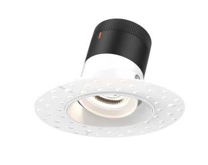 Dals Lighting RC03-CC-35-GMBWH-TL 3 Inch Modular Downlight, 5CCT, 35 degree Beam Angle, Gimbal Black Reflector White Finish, Trimless