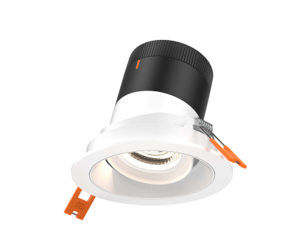 Dals Lighting RC03-CC-35-GMBWH-TWH 3 Inch Modular Downlight, 5CCT, 35 degree Beam Angle, Gimbal Black Reflector White Finish, White Trim