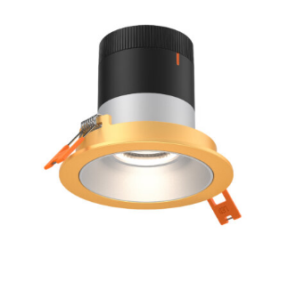Dals Lighting RC03-CC-35-RGAZ-TGD 3 Inch Modular Downlight, 5CCT, 35 degree Beam Angle, Regressed, Alzak Finish, Gold Trim