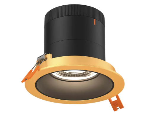 Dals Lighting RC03-CC-35-RGBK-TGD Versa 3" LED Recessed Downlight, Wattage 8W,10W,12W, Multi-Color Temperature, 1,000 Lumens, 35° Beam Angle, Voltage 120-347V, Black Reflector with Gold Trim