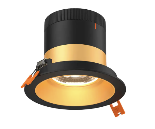 Dals Lighting RC03-CC-35-RGGD-TBK Versa 3" LED Recessed Downlight, Selectable Wattage 8W,10W,12W,  Multi-Color Temperature, 1,000 Lumens, 35° Beam Angle, Voltage 120-347V, Gold Reflector with Black Trim