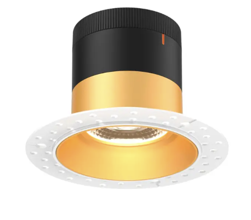 Dals Lighting RC03-CC-35-RGGD-TL Versa 3" LED Recessed Downlight, Selectable Wattage 8W,10W,12W, Multi-Color Temperature, 1,000 Lumens, 35° Beam Angle, Voltage 120-347V, Gold Reflector, Trimless