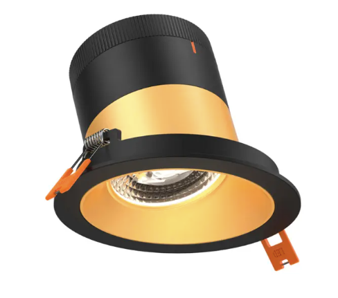 Dals Lighting RC03-CC-35-SLGD-TBK Versa 3" LED Sloped Recessed Downlight, Selectable Wattage 8W,10W,12W,  Multi-Color Temperature, 1,000 Lumens, 35° Beam Angle, Voltage 120-347V, Gold Reflector / Black Trim