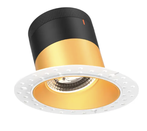 Dals Lighting RC03-CC-35-SLGD-TL Versa 3" LED Sloped Recessed Downlight, Selectable Wattage 8W,10W,12W,  Multi-Color Temperature, 1,000 Lumens, 35° Beam Angle, Voltage 120-347V, Gold Reflector / Trimless