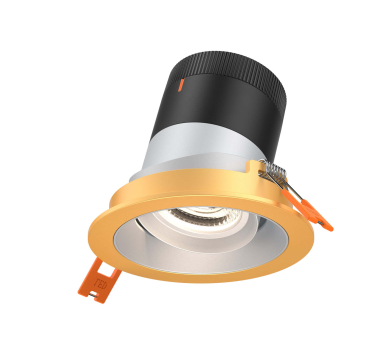 Dals Lighting RC03-CC-60-GMBAZ-TGD 3 Inch Modular Downlight, 5CCT, 60 degree Beam Angle, Gimbal Black Reflector Alzak Finish, Gold Trim