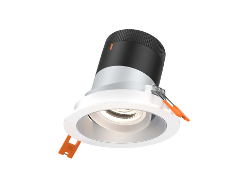 Dals Lighting RC03-CC-60-GMBAZ-TWH 3 Inch Modular Downlight, 5CCT, 60 degree Beam Angle, Gimbal Black Reflector Alzak Finish, White Trim