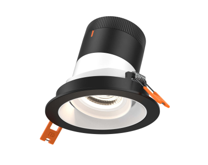 Dals Lighting RC03-CC-60-GMBWH-TBK 3 Inch Modular Downlight, 5CCT, 60 degree Beam Angle, Gimbal Black Reflector White Finish, Black Trim