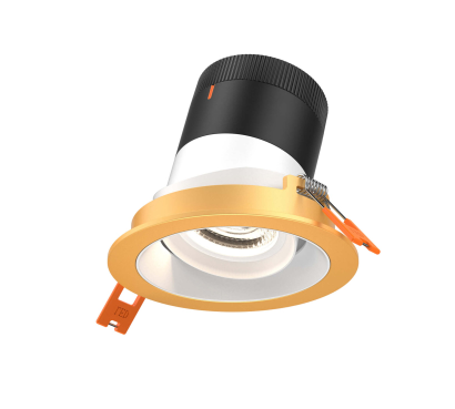 Dals Lighting RC03-CC-60-GMBWH-TGD 3 Inch Modular Downlight, 5CCT, 60 degree Beam Angle, Gimbal Black Reflector White Finish, Gold Trim