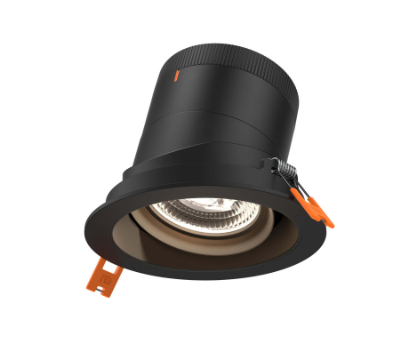 Dals Lighting RC04-CC-20-GMBBK-TBK 4 Inch Modular Downlight, 5CCT, 20 degree Beam Angle, Black Gimbal Reflector, Black Finish, Black Trim