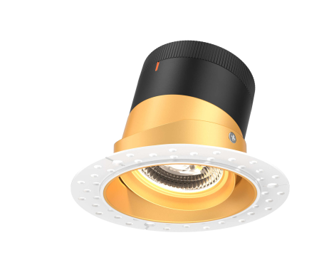 Dals Lighting RC04-CC-20-GMBGD-TL 4 Inch Modular Downlight, 5CCT, 20 degree Beam Angle, Black Gimbal Reflector, Gold Finish, Trimless