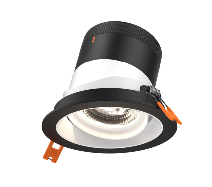Dals Lighting RC04-CC-20-GMBWH-TBK 4 Inch Modular Downlight, 5CCT, 20 degree Beam Angle, Black Gimbal Reflector, White Finish, Black Trim