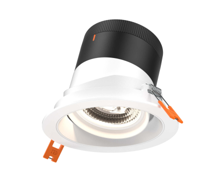 Dals Lighting RC04-CC-20-GMBWH-TWH 4 Inch Modular Downlight, 5CCT, 20 degree Beam Angle, Black Gimbal Reflector, White Finish, White Trim