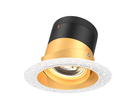 Dals Lighting RC04-CC-35-GMBGD-TL 4 Inch Modular Downlight, 5CCT, 35 degree Beam Angle, Black Gimbal Reflector, Gold Finish, Trimless