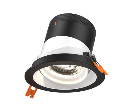 Dals Lighting RC04-CC-35-GMBWH-TBK 4 Inch Modular Downlight, 5CCT, 35 degree Beam Angle, Black Gimbal Reflector, White Finish, Black Trim