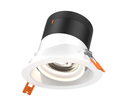 Dals Lighting RC04-CC-35-GMBWH-TWH 4 Inch Modular Downlight, 5CCT, 35 degree Beam Angle, Black Gimbal Reflector, White Finish, White Trim
