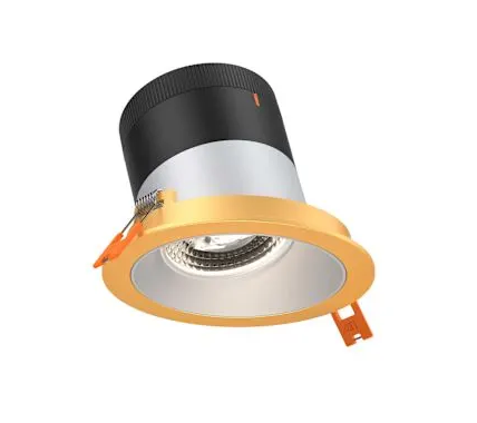 Dals Lighting RC04-CC-35-SLAZ-TGD Versa 4" LED Sloped Recessed Downlight, Selectable Wattage, Multi-Color Temperature, Lumens 2200 lm, 35° Beam Angle, Voltage 120-347V, Alzak Reflector / Gold Trim