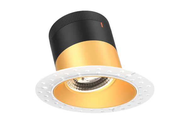 Dals Lighting RC04-CC-35-SLGD-TL Versa 4" LED Sloped Recessed Downlight, Selectable Wattage, Multi-Color Temperature, Lumens 2200 lm, 35° Beam Angle, Voltage 120-347V, Gold Reflector / Trimless