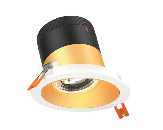 Dals Lighting RC04-CC-35-SLGD-TWH Versa 4" LED Sloped Recessed Downlight, Selectable Wattage, Multi-Color Temperature, Lumens 2200 lm, 35° Beam Angle, Voltage 120-347V, Gold Reflector / White Trim