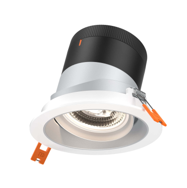 Dals Lighting RC04-CC-60-GMBAZ-TWH 4 Inch Modular Downlight, 5CCT, 60 degree Beam Angle, Black Gimbal Reflector, Alzak Finish, White Trim