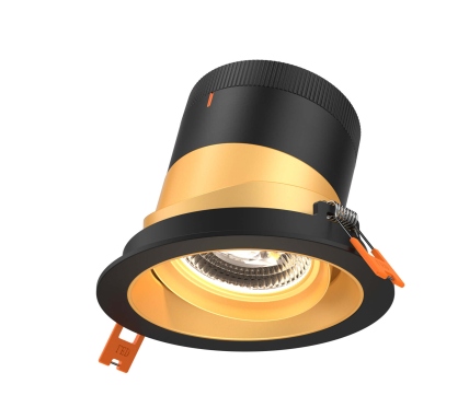 Dals Lighting RC04-CC-60-GMBGD-TBK 4 Inch Modular Downlight, 5CCT, 60 degree Beam Angle, Black Gimbal Reflector, Gold Finish, Black Trim