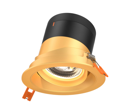 Dals Lighting RC04-CC-60-GMBGD-TGD 4 Inch Modular Downlight, 5CCT, 60 degree Beam Angle, Black Gimbal Reflector, Gold Finish, Gold Trim