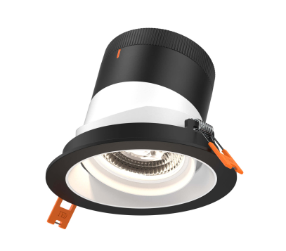 Dals Lighting RC04-CC-60-GMBWH-TBK 4 Inch Modular Downlight, 5CCT, 60 degree Beam Angle, Black Gimbal Reflector, White Finish, Black Trim