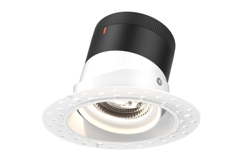 Dals Lighting RC04-CC-60-GMBWH-TL 4 Inch Modular Downlight, 5CCT, 60 degree Beam Angle, Black Gimbal Reflector, White Finish, Trimless