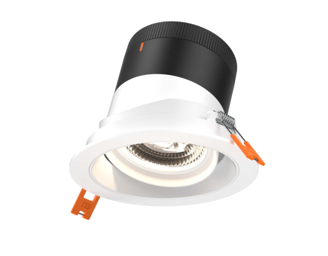Dals Lighting RC04-CC-60-GMBWH-TWH 4 Inch Modular Downlight, 5CCT, 60 degree Beam Angle, Black Gimbal Reflector, White Finish, White Trim