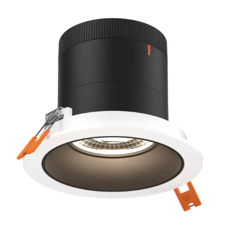Dals Lighting RC04-CC-60-RGBK-TWH 4" LED Sloped Recessed Downlight, Selectable Wattage 16W, 20W, 24W, Multi-Color Temperature, 2,200 Lumens,  60° Beam Angle, Voltage 120-347V, Black Reflector / White Trim