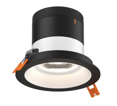 Dals Lighting RC04-CC-60-RGWH-TBK 4" LED Sloped Recessed Downlight, Selectable Wattage 16W, 20W, 24W, Multi-Color Temperature, 2,200 Lumens, 60° Beam Angle, Voltage 120-347V, White Reflector / Black Trim