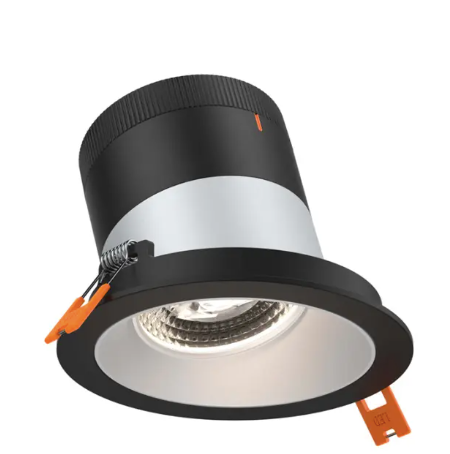 Dals Lighting RC04-CC-60-SLAZ-TBK 4" LED Sloped Recessed Downlight, Selectable Wattage 16W, 20W, 24W, Multi-Color Temperature, 2,200 Lumens, 60° Beam Angle, Voltage 120-347V, Alzak Reflector / Black Trim