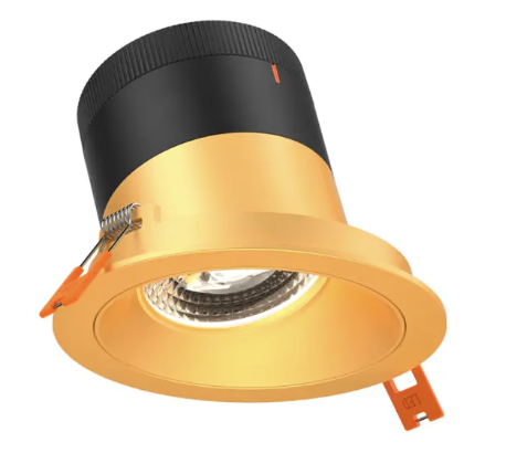 Dals Lighting RC04-CC-60-SLGD-TGD 4" LED Sloped Recessed Downlight, Selectable Wattage 16W, 20W, 24W, Multi-Color Temperature, 2,200 Lumens, 60° Beam Angle, Voltage 120-347V, Gold Reflector / Gold Trim