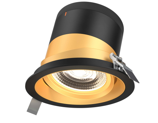 Dals Lighting RC06-CC-20-GMBGD-TBK 6 Inch Modular Downlight, 5CCT, 20 degree Beam Angle, Gimbal Reflector, Gold Finish, Black Trim