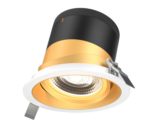 Dals Lighting RC06-CC-20-GMBGD-TWH 6 Inch Modular Downlight, 5CCT, 20 degree Beam Angle, Gimbal Reflector, Gold Finish, White Trim