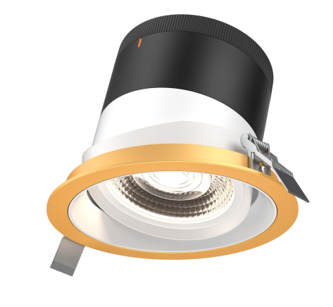 Dals Lighting RC06-CC-20-GMBWH-TGD 6 Inch Modular Downlight, 5CCT, 20 degree Beam Angle, Gimbal Reflector, White Finish, Gold Trim