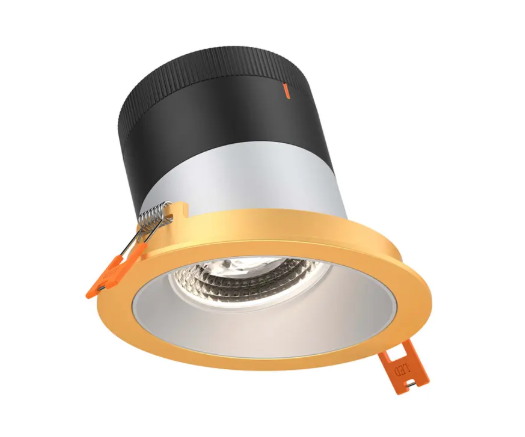 Dals Lighting RC06-CC-20-SLAZ-TGD Versa 6" LED Sloped Recessed Downlight, Selectable Wattage, Multi-Color Temperature, Lumens 3,000 lm, 20° Beam Angle, Voltage 120-347V, Alzak Reflector / Gold Trim