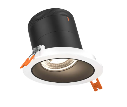 Dals Lighting RC06-CC-20-SLBK-TWH Versa 6" LED Sloped Recessed Downlight, Selectable Wattage, Multi-Color Temperature, Lumens 3,000 lm, 20° Beam Angle, Voltage 120-347V, Black Reflector / White Trim